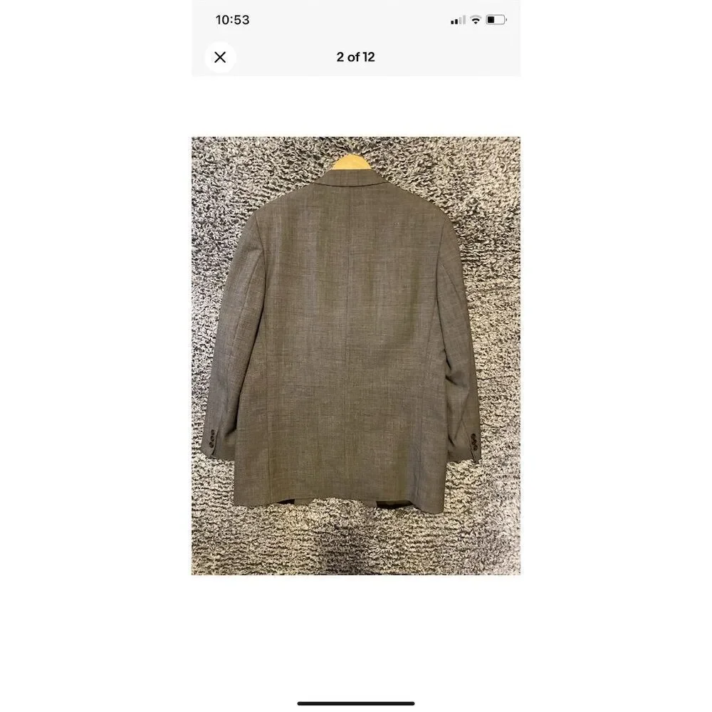 Ralph Lauren Men's Gray Striped Wool Blazer Size 40T Blazer Formal Long